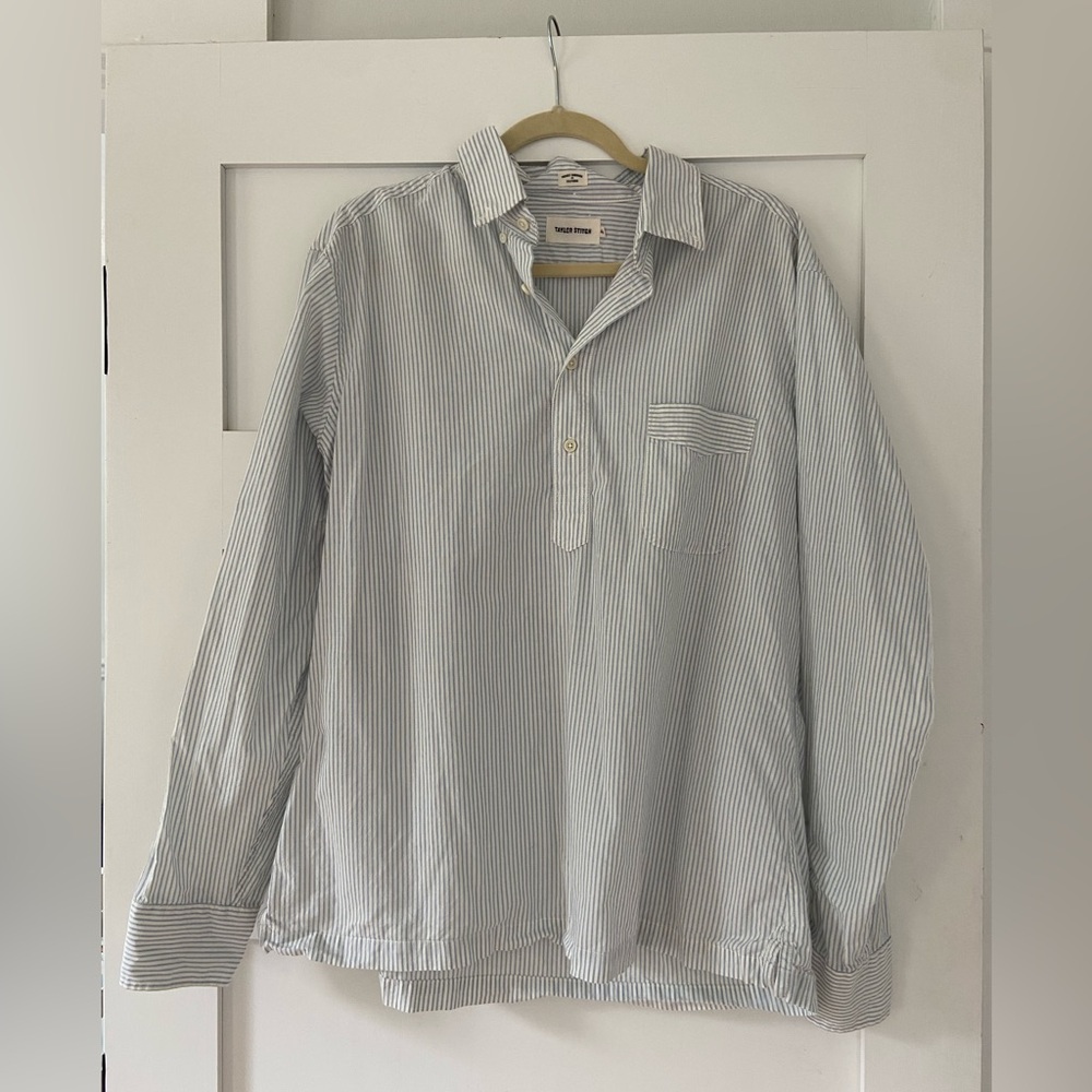 Taylor Stitch Light Blue Striped Casual Shirt